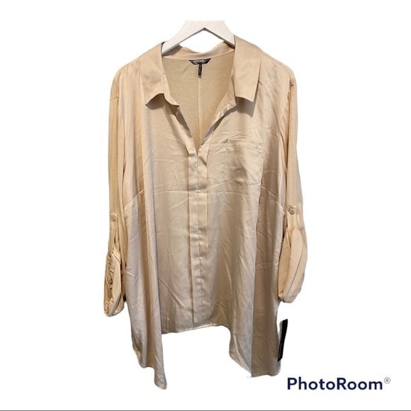 Daisy Fuentes women 3X mock tie front long sleeve collared blouse NWT - Picture 11 of 11